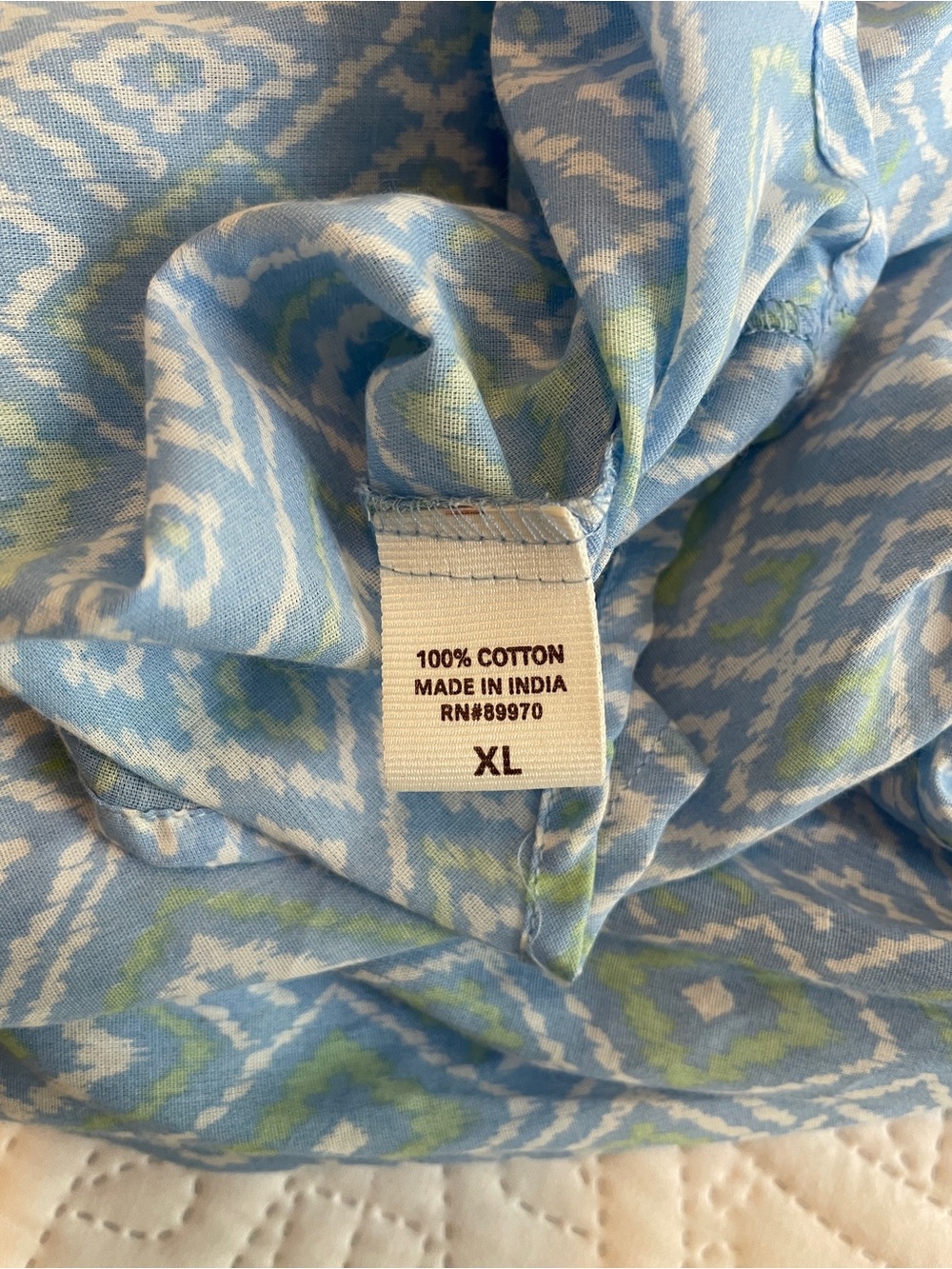 Eden & Olivia Light Blue Geometric V-Neck Tunic with Green Accents - Picture 14 of 14